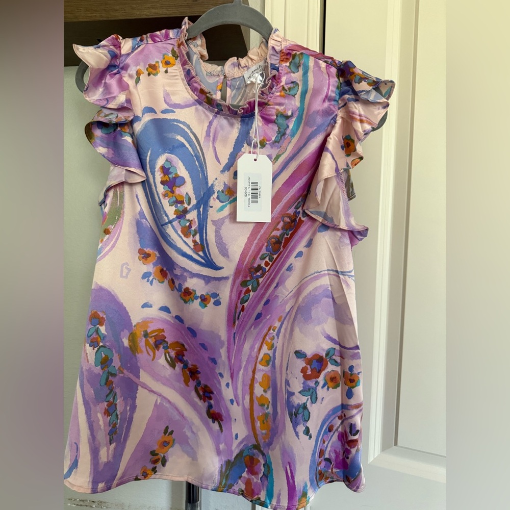 Colorful Ruffled Blouse with Ruffled Sleeves